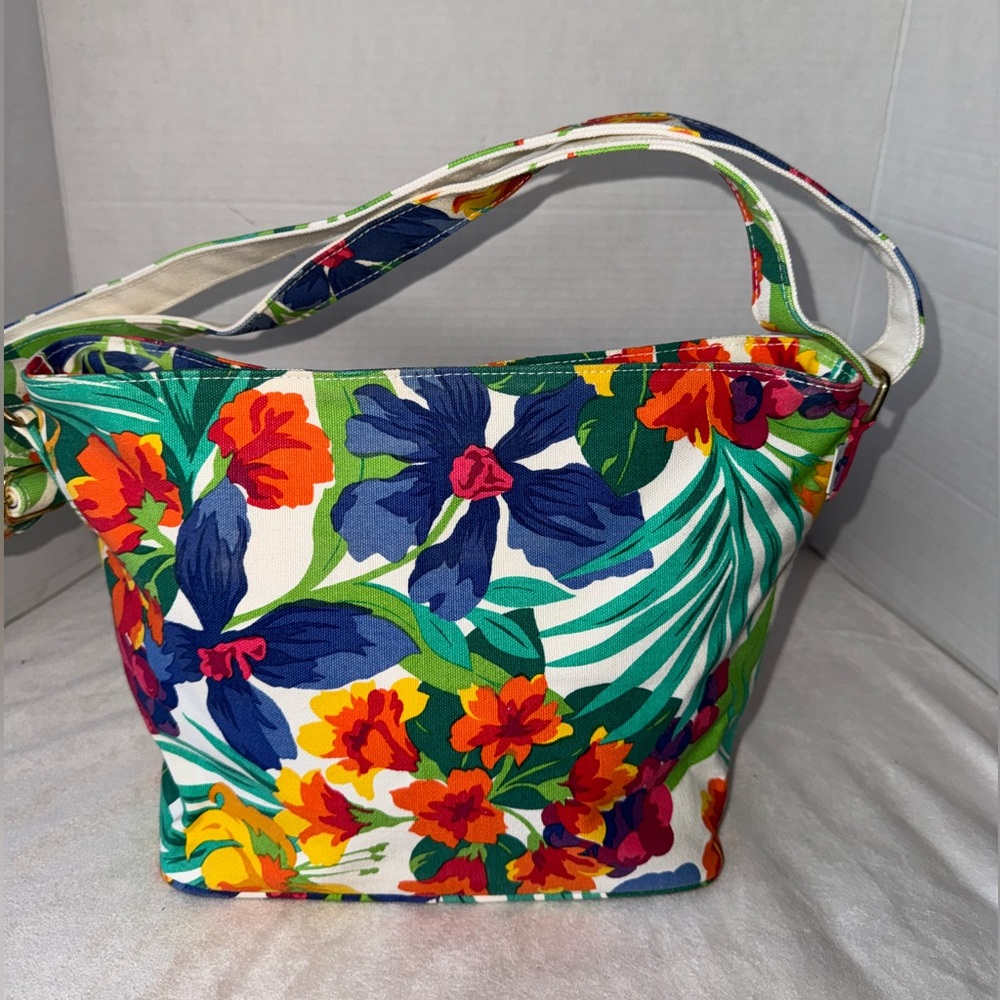 ‼️SOLD‼️90s Liz Claiborne Colorful Tropical Botanical Shoulder/Crossbody Bag - Picture 4 of 14